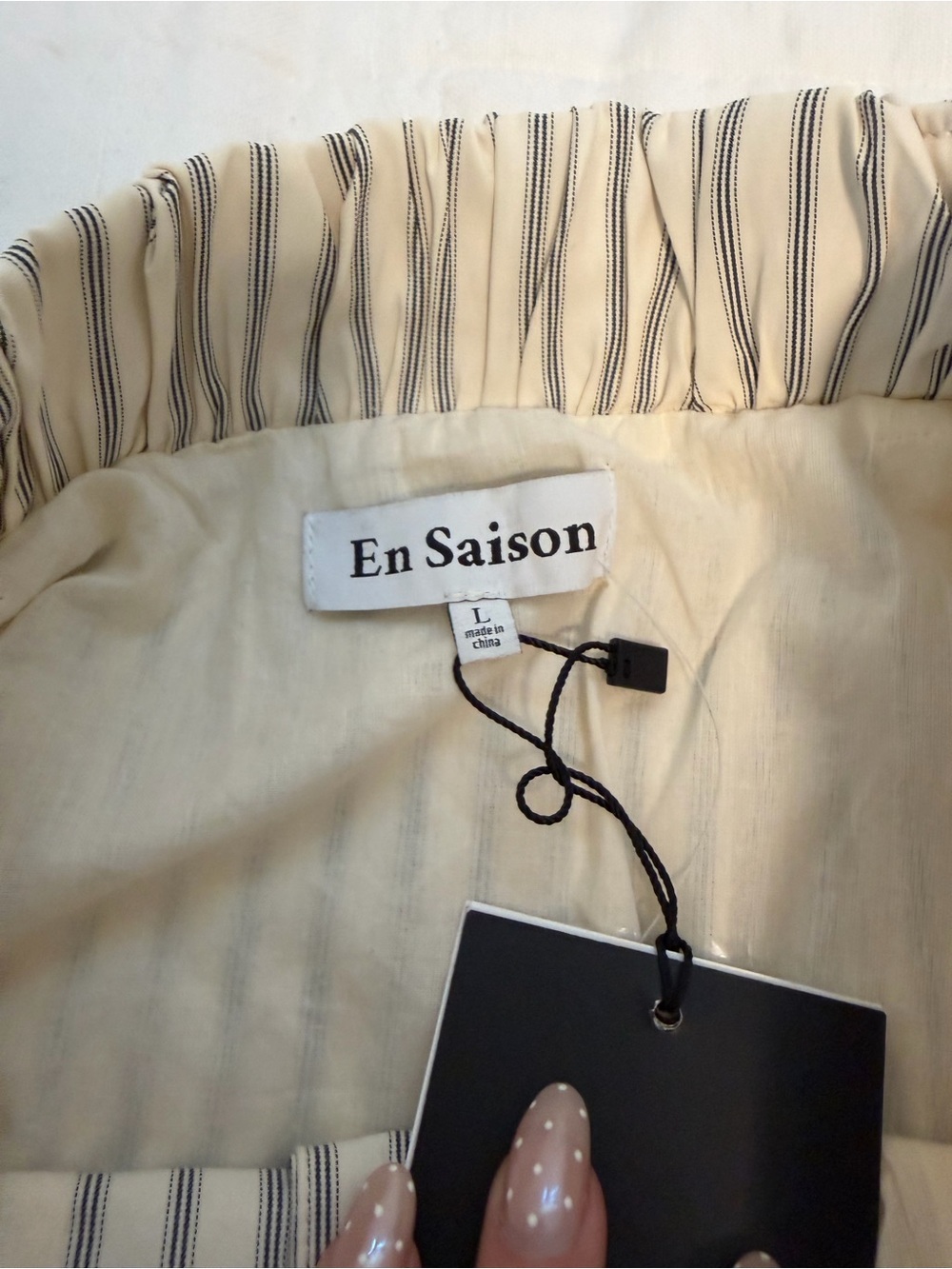 Anthropologie En Saison Striped Button-Front Midi Skirt - ivory/navy - Picture 6 of 8